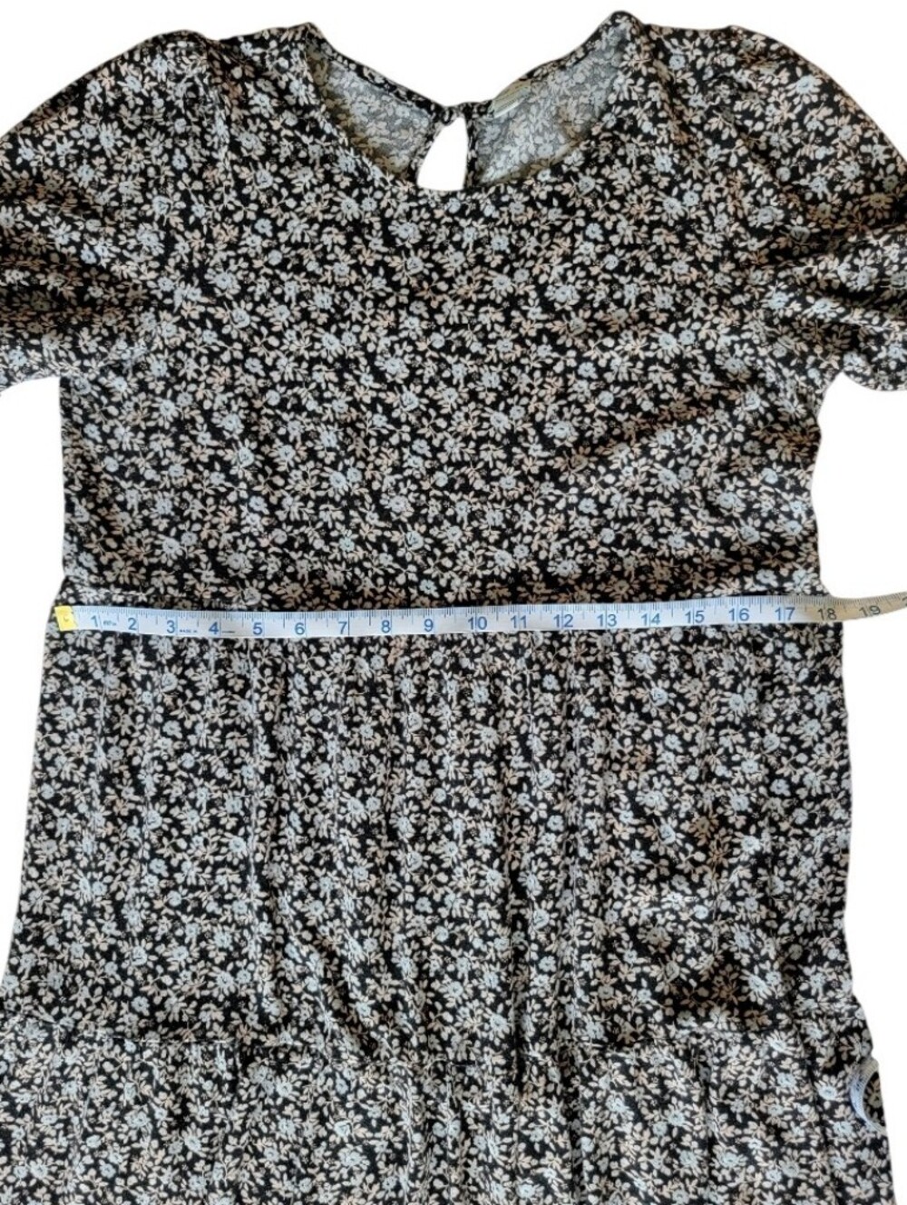 Aerie Garden Party Tiered Midi Dress - Black Floral Short Sleeve - Picture 11 of 11